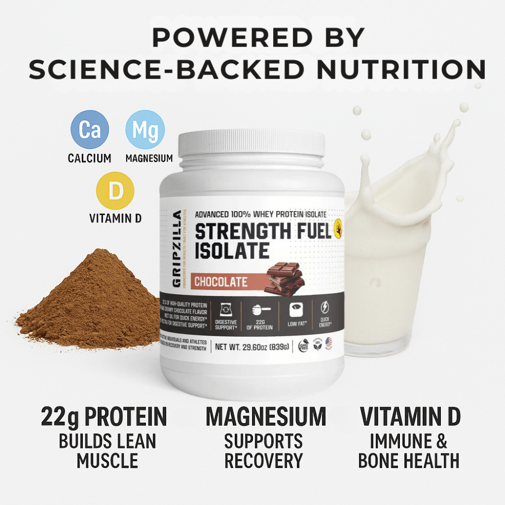 Advanced 100% Whey Protein Isolate (Chocolate) - Gripzilla - The Best Grip and Forearm Strength Exercises, Arm Wrestling Tools, Hand Grippers to Improve Grip Strength