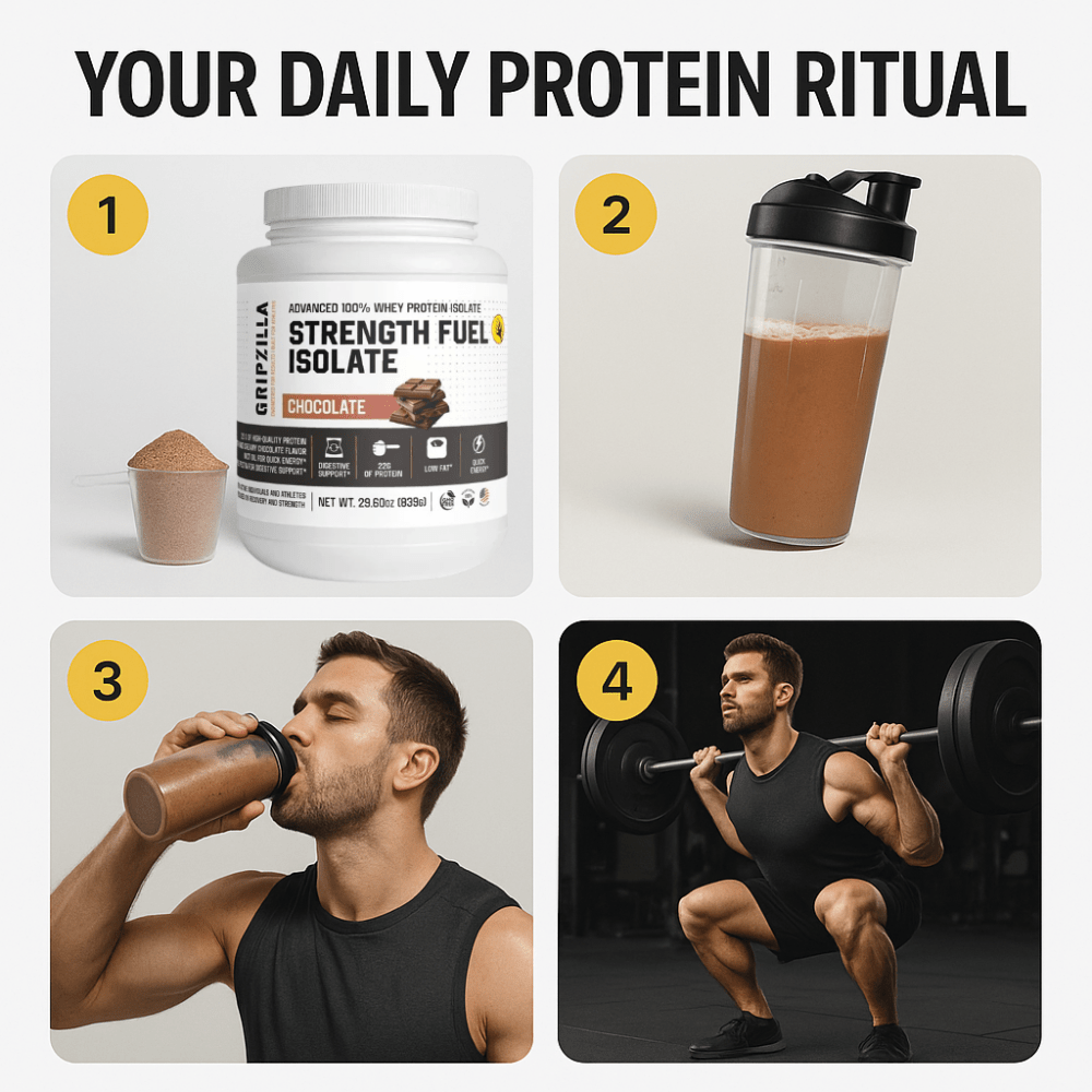Advanced 100% Whey Protein Isolate (Chocolate) - Gripzilla - The Best Grip and Forearm Strength Exercises, Arm Wrestling Tools, Hand Grippers to Improve Grip Strength