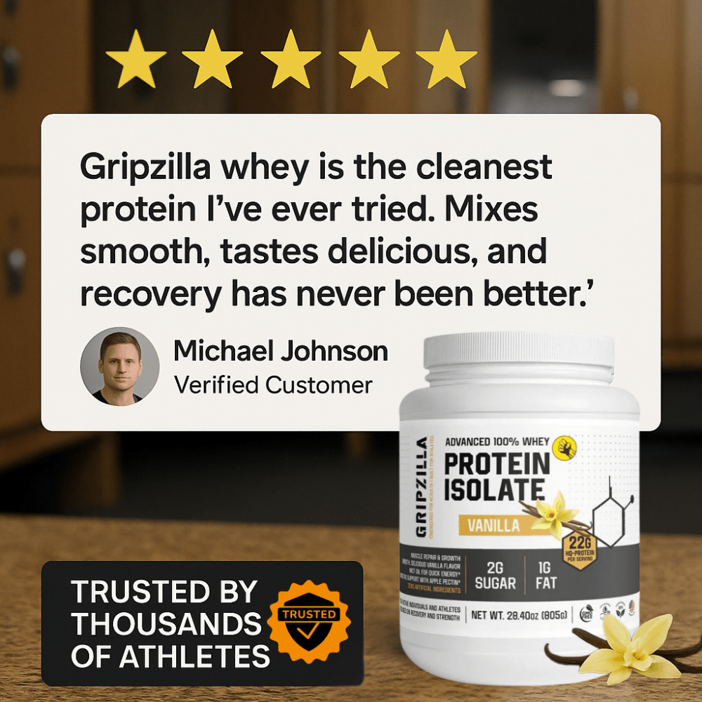 Advanced 100% Whey Protein Isolate (Vanilla) - Gripzilla - The Best Grip and Forearm Strength Exercises, Arm Wrestling Tools, Hand Grippers to Improve Grip Strength