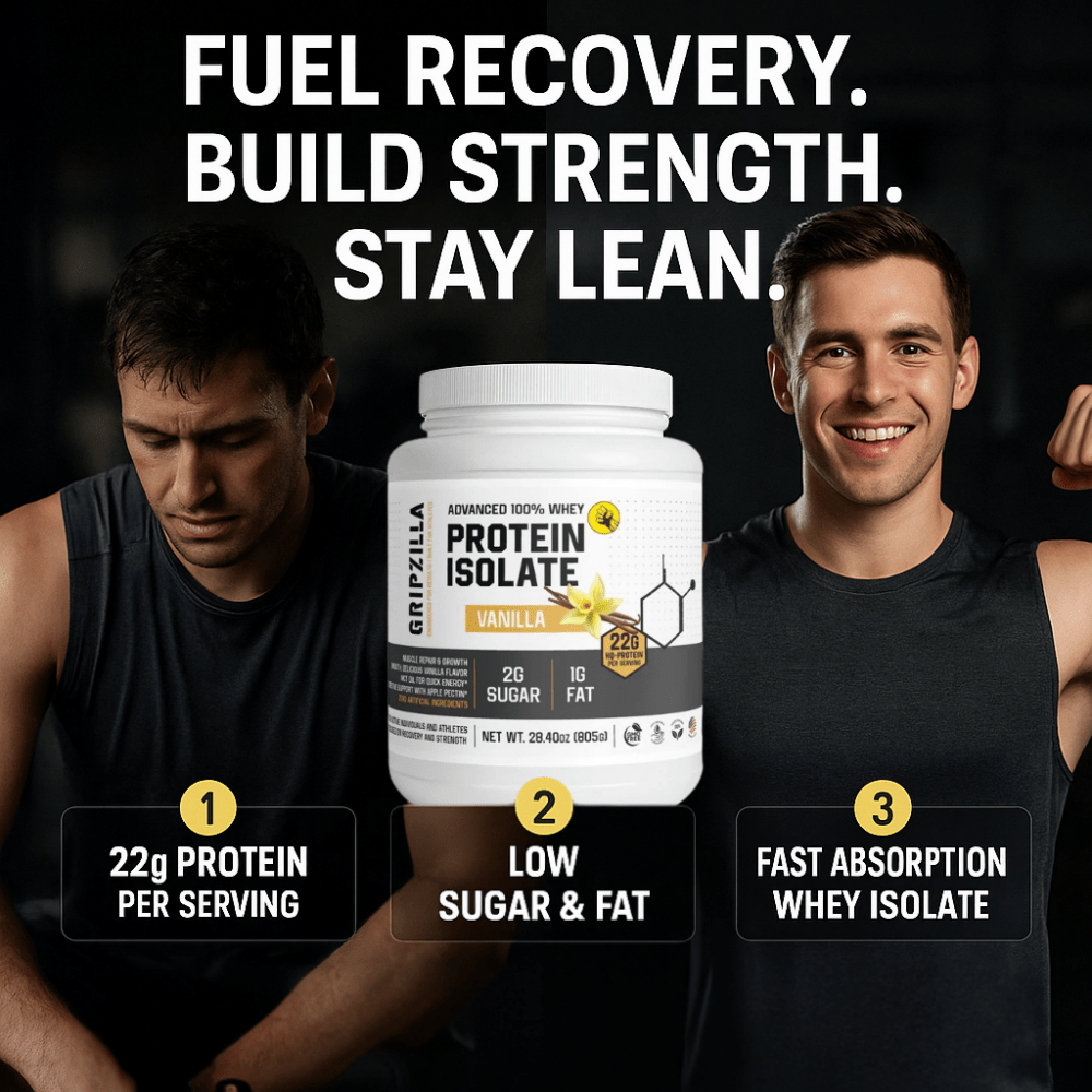 Advanced 100% Whey Protein Isolate (Vanilla) - Gripzilla - The Best Grip and Forearm Strength Exercises, Arm Wrestling Tools, Hand Grippers to Improve Grip Strength