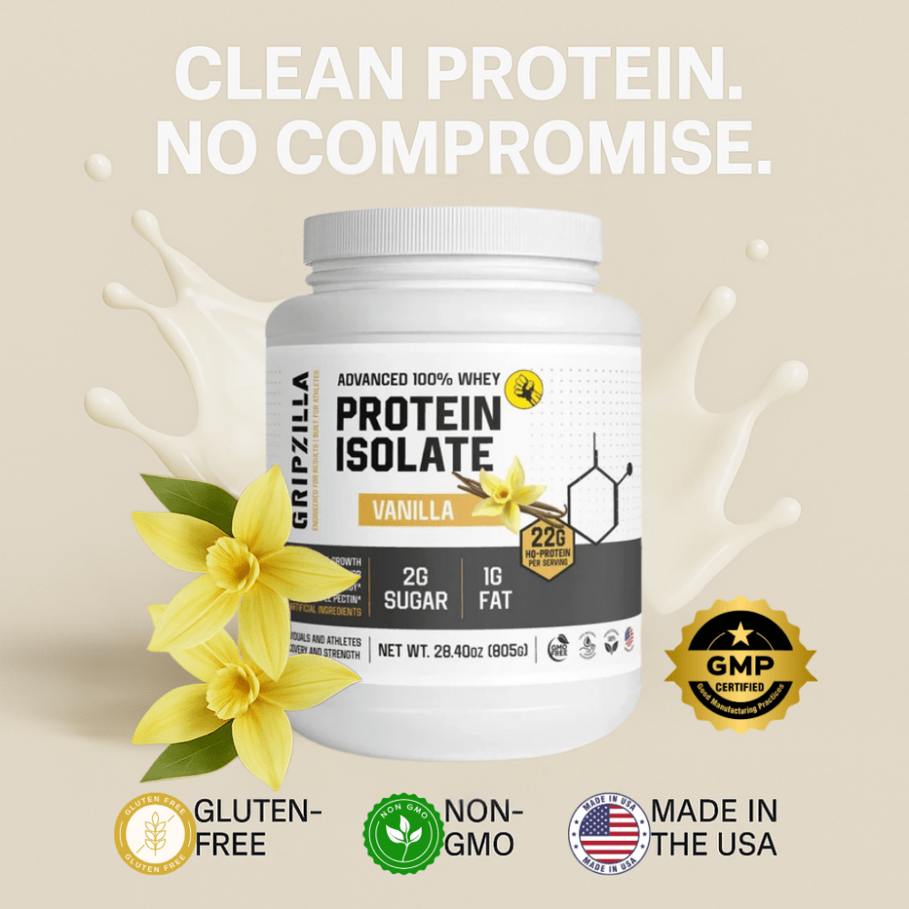 Advanced 100% Whey Protein Isolate (Vanilla) - Gripzilla - The Best Grip and Forearm Strength Exercises, Arm Wrestling Tools, Hand Grippers to Improve Grip Strength