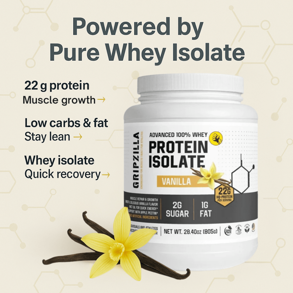 Advanced 100% Whey Protein Isolate (Vanilla) - Gripzilla - The Best Grip and Forearm Strength Exercises, Arm Wrestling Tools, Hand Grippers to Improve Grip Strength