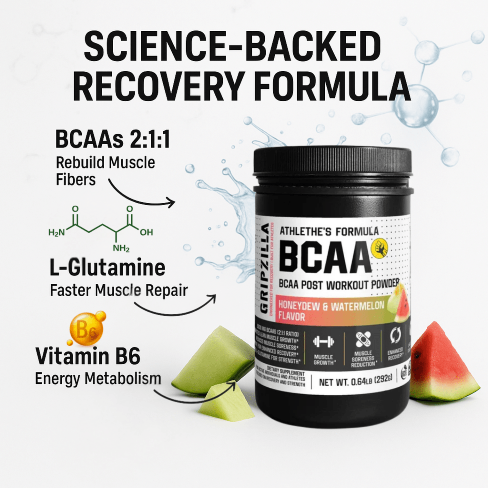 BCAA Post Workout Powder (Honeydew/Watermelon) - Gripzilla - The Best Grip and Forearm Strength Exercises, Arm Wrestling Tools, Hand Grippers to Improve Grip Strength