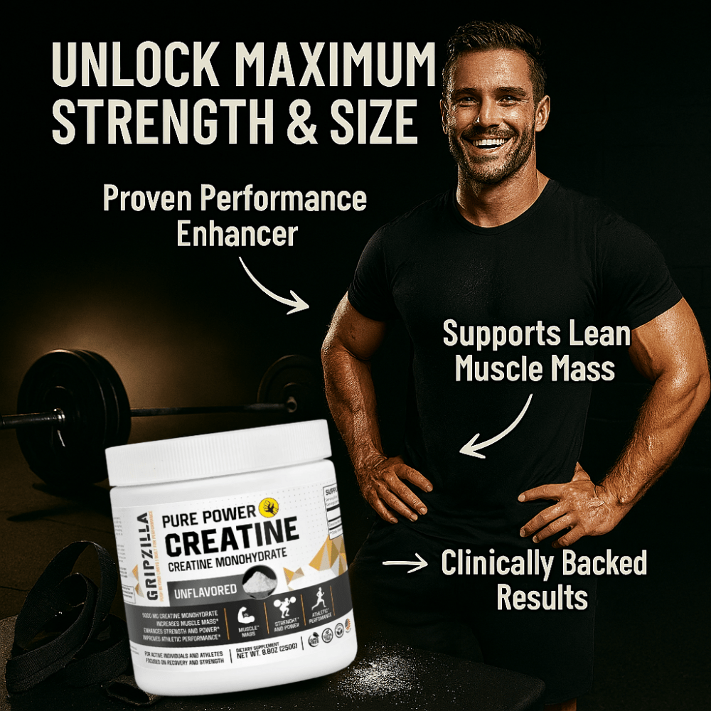Creatine Monohydrate - Gripzilla - The Best Grip and Forearm Strength Exercises, Arm Wrestling Tools, Hand Grippers to Improve Grip Strength