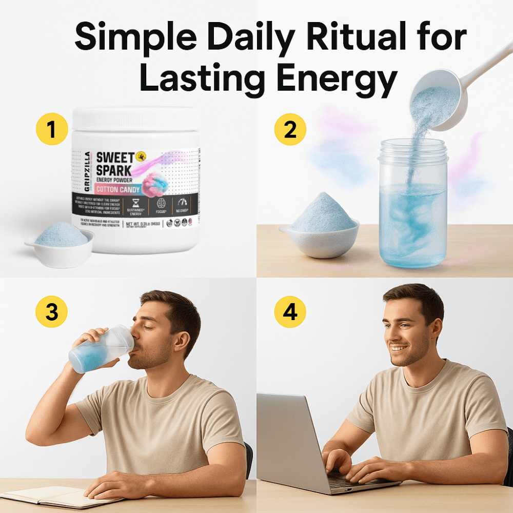 Energy Powder (Cotton Candy) - Gripzilla - The Best Grip and Forearm Strength Exercises, Arm Wrestling Tools, Hand Grippers to Improve Grip Strength
