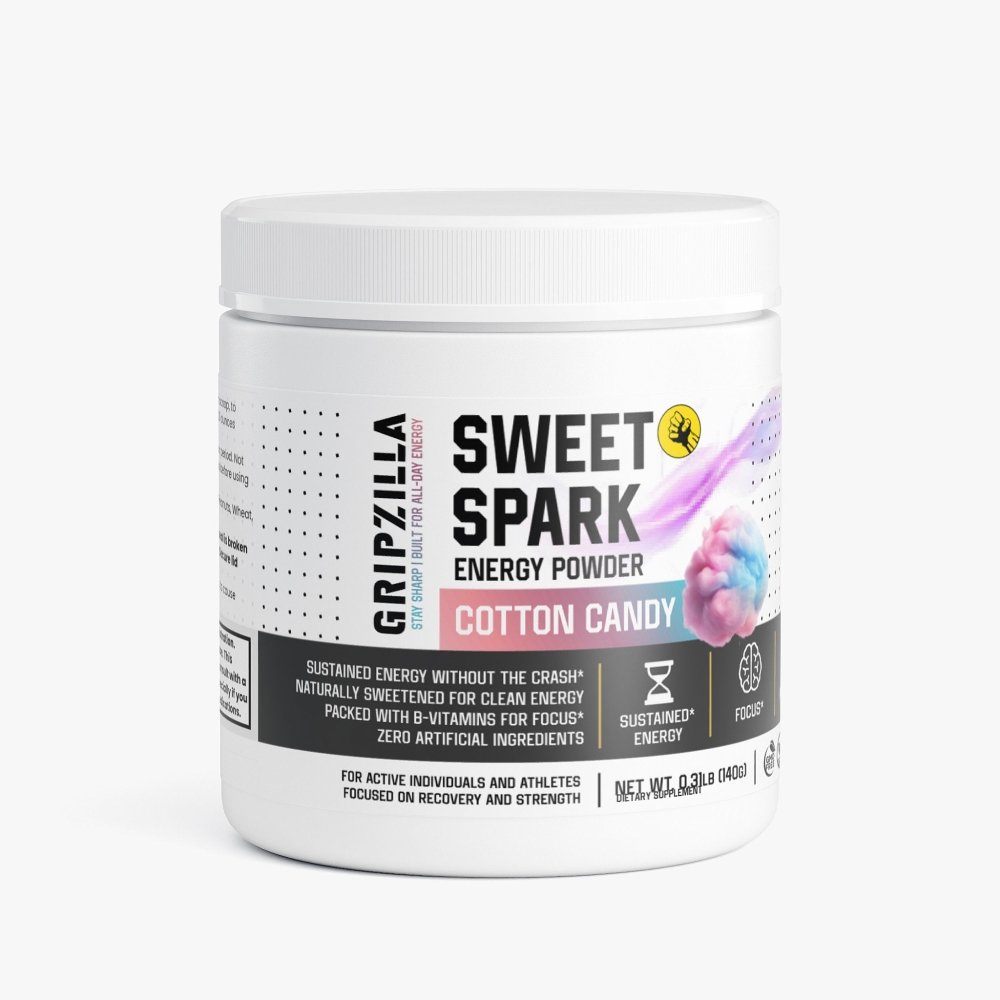 Energy Powder (Cotton Candy) - Gripzilla - The Best Grip and Forearm Strength Exercises, Arm Wrestling Tools, Hand Grippers to Improve Grip Strength