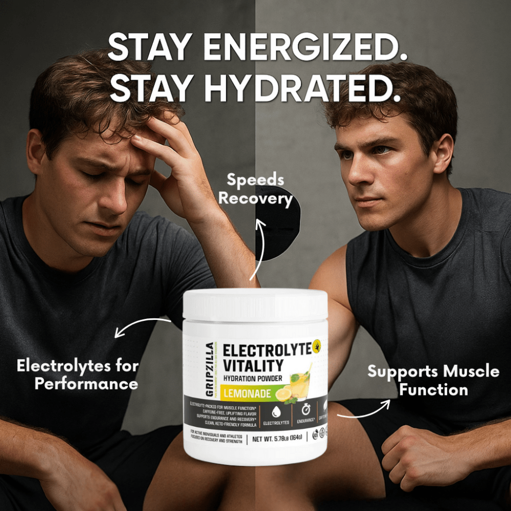 Hydration Powder (Lemonade) - Gripzilla - The Best Grip and Forearm Strength Exercises, Arm Wrestling Tools, Hand Grippers to Improve Grip Strength