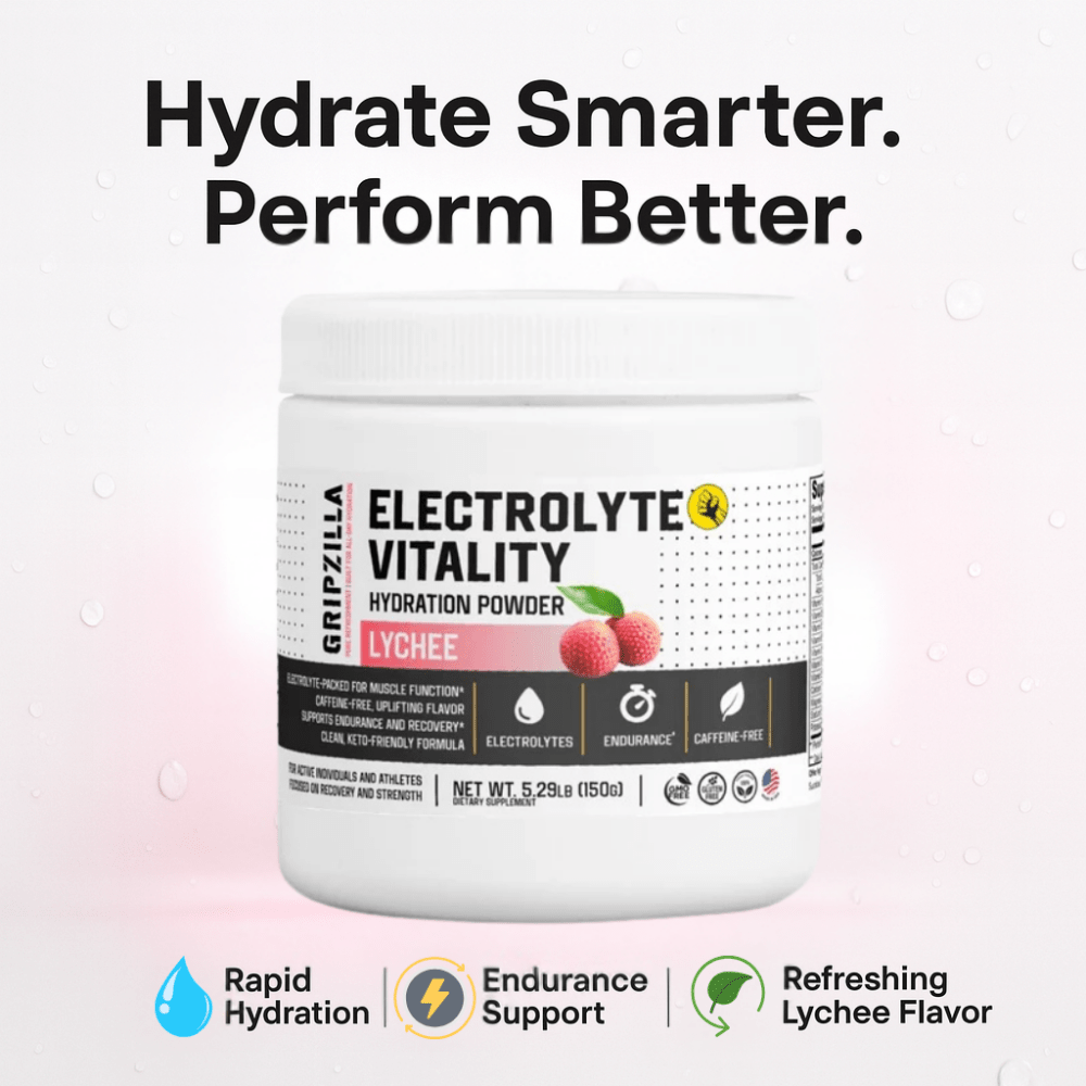 Hydration Powder (Lychee) - Gripzilla - The Best Grip and Forearm Strength Exercises, Arm Wrestling Tools, Hand Grippers to Improve Grip Strength