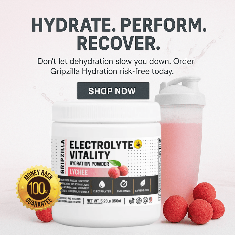 Hydration Powder (Lychee) - Gripzilla - The Best Grip and Forearm Strength Exercises, Arm Wrestling Tools, Hand Grippers to Improve Grip Strength