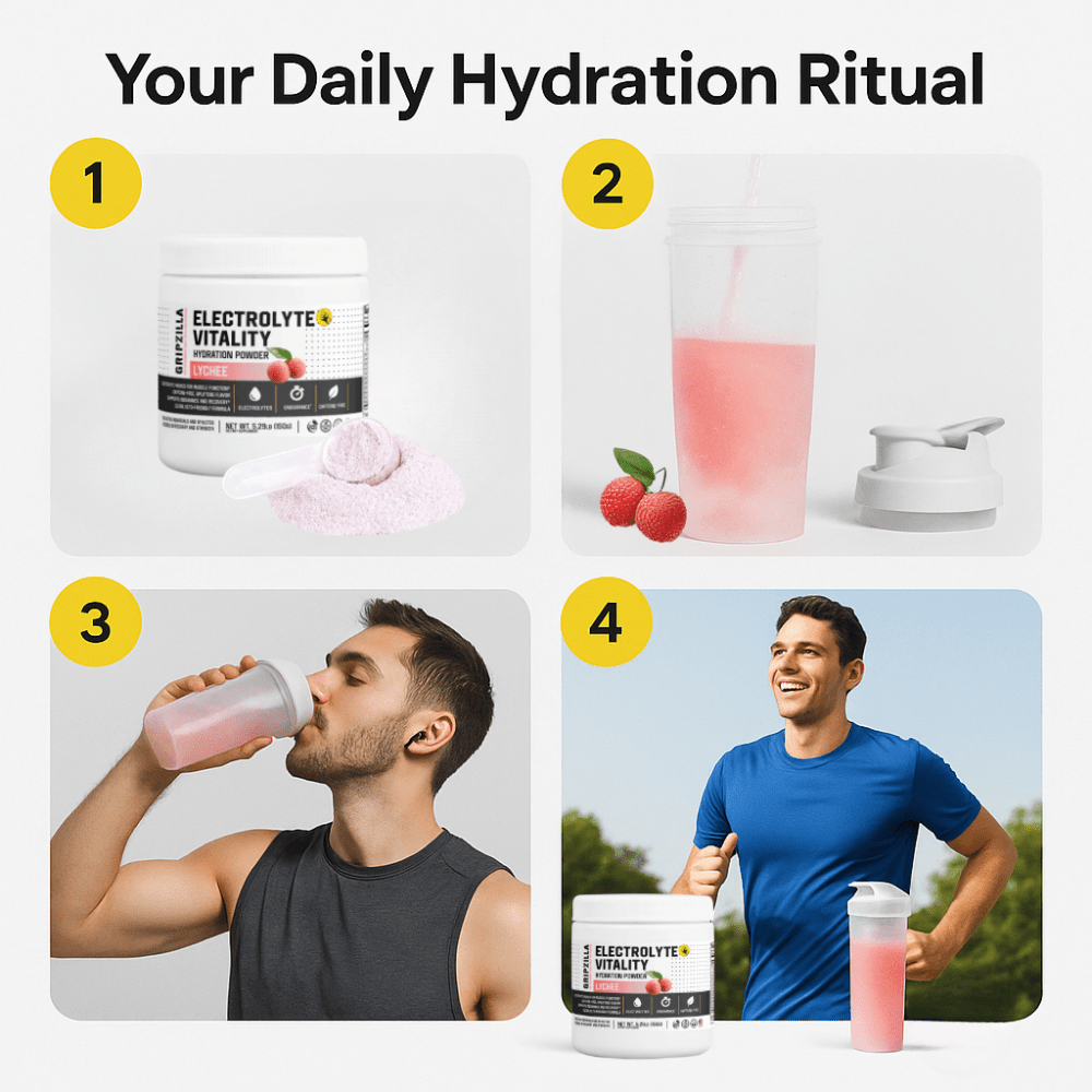 Hydration Powder (Lychee) - Gripzilla - The Best Grip and Forearm Strength Exercises, Arm Wrestling Tools, Hand Grippers to Improve Grip Strength