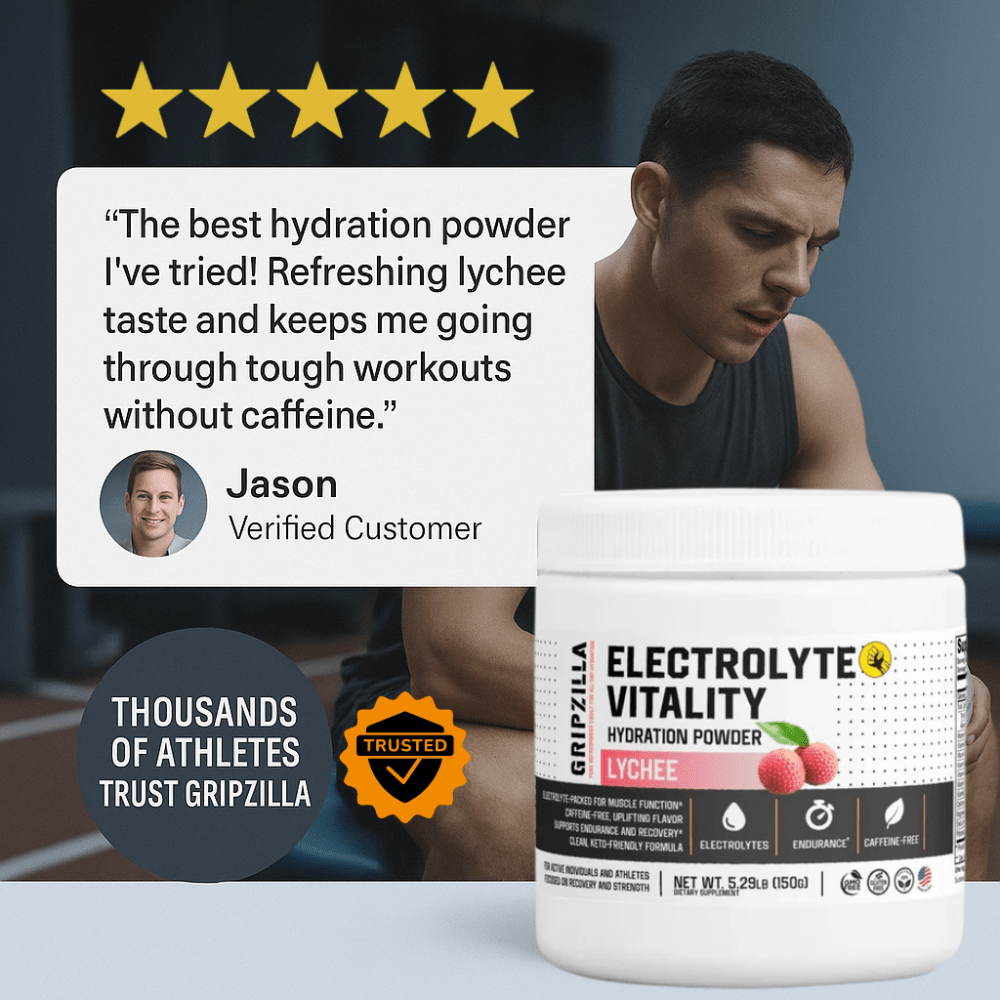 Hydration Powder (Lychee) - Gripzilla - The Best Grip and Forearm Strength Exercises, Arm Wrestling Tools, Hand Grippers to Improve Grip Strength