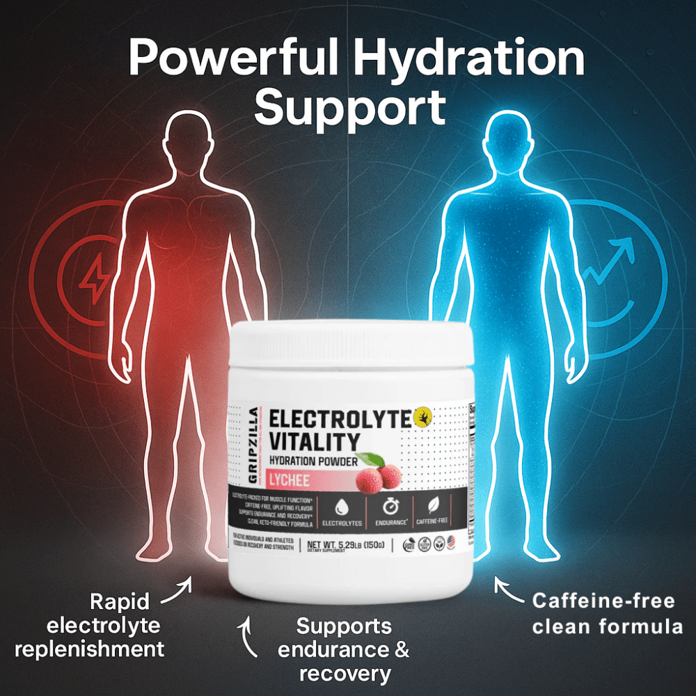 Hydration Powder (Lychee) - Gripzilla - The Best Grip and Forearm Strength Exercises, Arm Wrestling Tools, Hand Grippers to Improve Grip Strength