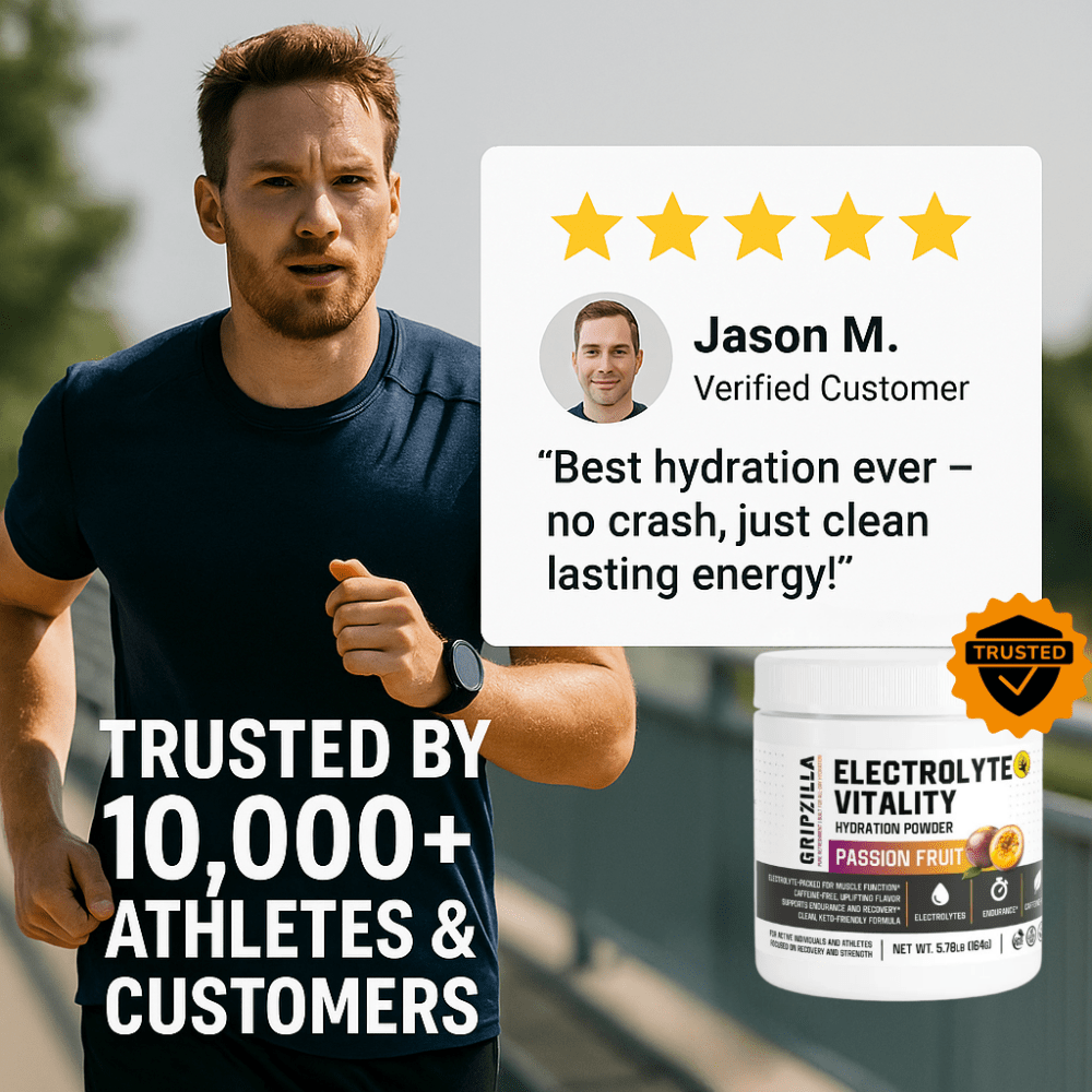 Hydration Powder (Passion Fruit) - Gripzilla - The Best Grip and Forearm Strength Exercises, Arm Wrestling Tools, Hand Grippers to Improve Grip Strength