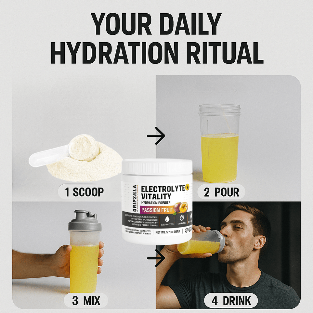 Hydration Powder (Passion Fruit) - Gripzilla - The Best Grip and Forearm Strength Exercises, Arm Wrestling Tools, Hand Grippers to Improve Grip Strength