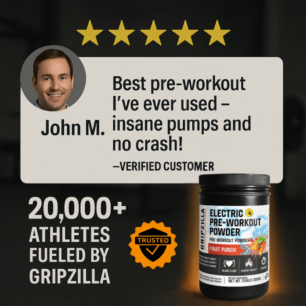 Nitric Shock Pre - Workout Powder (Fruit Punch) - Gripzilla - The Best Grip and Forearm Strength Exercises, Arm Wrestling Tools, Hand Grippers to Improve Grip Strength