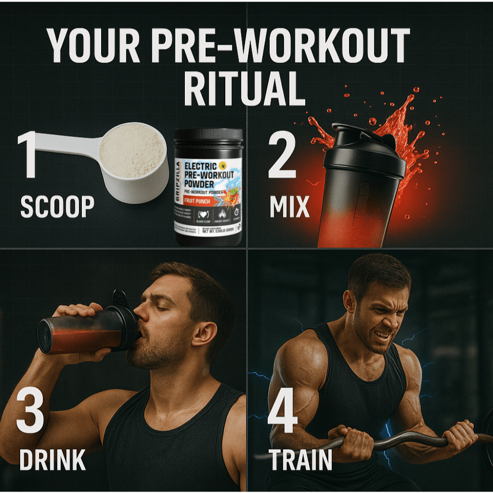 Nitric Shock Pre - Workout Powder (Fruit Punch) - Gripzilla - The Best Grip and Forearm Strength Exercises, Arm Wrestling Tools, Hand Grippers to Improve Grip Strength