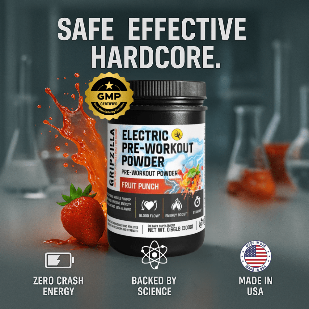 Nitric Shock Pre - Workout Powder (Fruit Punch) - Gripzilla - The Best Grip and Forearm Strength Exercises, Arm Wrestling Tools, Hand Grippers to Improve Grip Strength