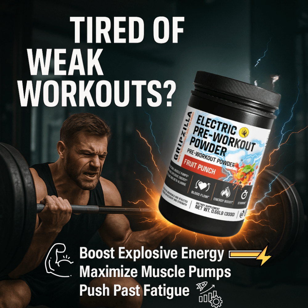 Nitric Shock Pre - Workout Powder (Fruit Punch) - Gripzilla - The Best Grip and Forearm Strength Exercises, Arm Wrestling Tools, Hand Grippers to Improve Grip Strength