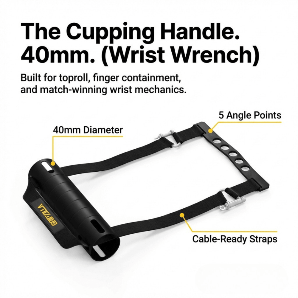 Wrist Cupping Handle – 40mm - Gripzilla - The Best Grip and Forearm Strength Exercises, Arm Wrestling Tools, Hand Grippers to Improve Grip Strength