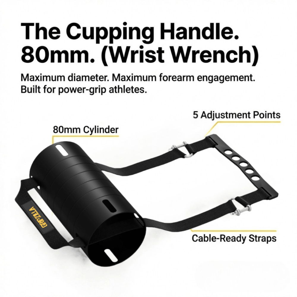 Wrist Cupping Handle – 80mm - Gripzilla - The Best Grip and Forearm Strength Exercises, Arm Wrestling Tools, Hand Grippers to Improve Grip Strength