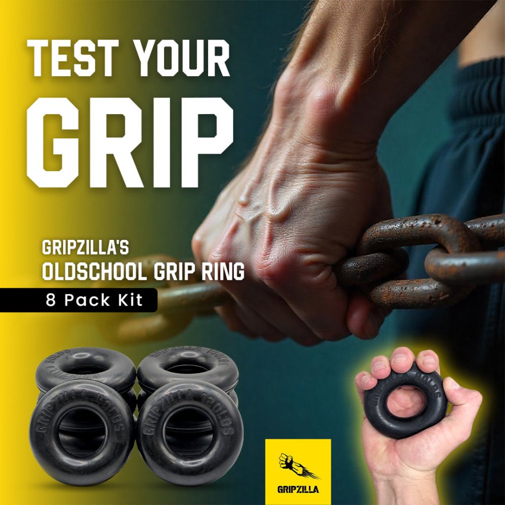 8 Pack Oldschool Rubber Grip Training Rings - Gripzilla - The Best Grip and Forearm Strength Exercises, Arm Wrestling Tools, Hand Grippers to Improve Grip Strength