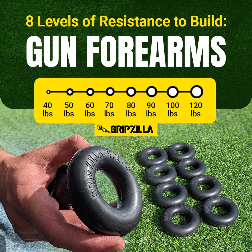 8 Pack Oldschool Rubber Grip Training Rings - Gripzilla - The Best Grip and Forearm Strength Exercises, Arm Wrestling Tools, Hand Grippers to Improve Grip Strength