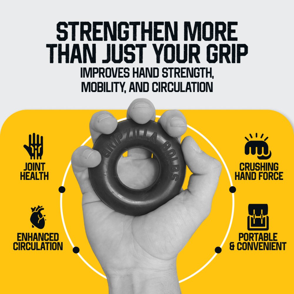 8 Pack Oldschool Rubber Grip Training Rings - Gripzilla - The Best Grip and Forearm Strength Exercises, Arm Wrestling Tools, Hand Grippers to Improve Grip Strength