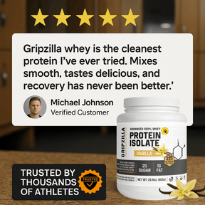 Advanced 100% Whey Protein Isolate (Vanilla) - Gripzilla - The Best Grip and Forearm Strength Exercises, Arm Wrestling Tools, Hand Grippers to Improve Grip Strength