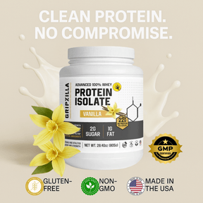 Advanced 100% Whey Protein Isolate (Vanilla) - Gripzilla - The Best Grip and Forearm Strength Exercises, Arm Wrestling Tools, Hand Grippers to Improve Grip Strength