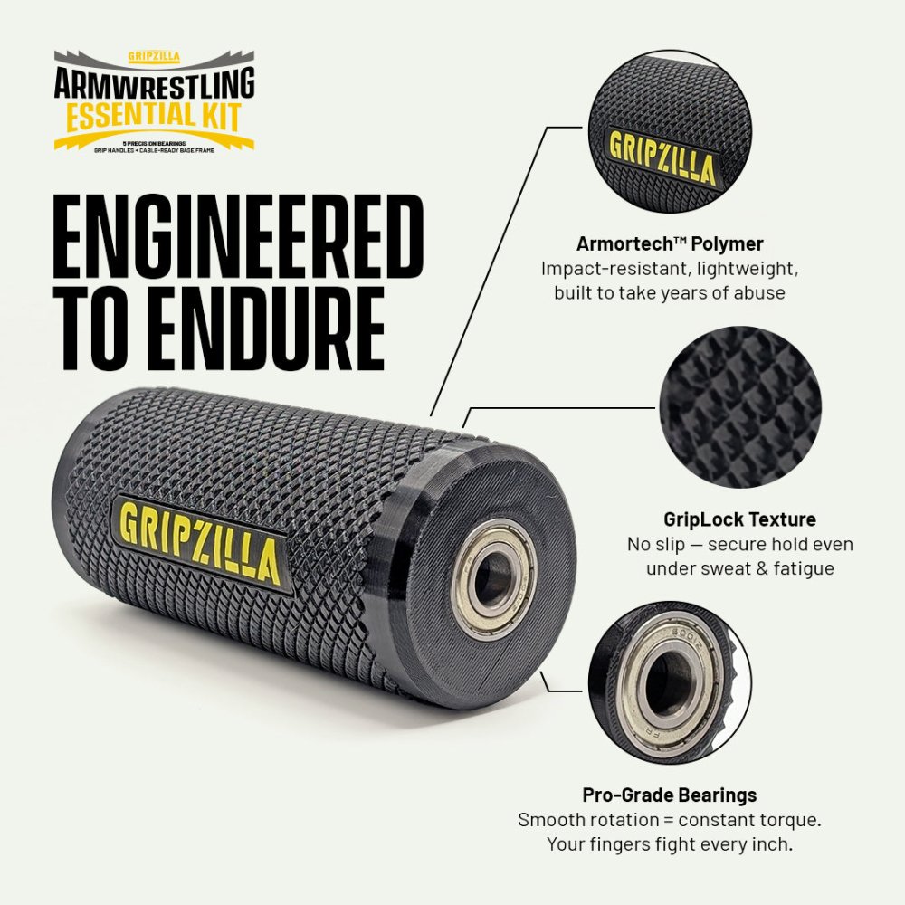 Armwrestling Essential Kit (SOFT LAUNCH SALE) - Gripzilla - The Best Grip and Forearm Strength Exercises, Arm Wrestling Tools, Hand Grippers to Improve Grip Strength