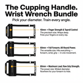 Complete Wrist Cupping Handle Set - 40mm, 60mm & 80mm Bundle for Arm Wrestling & Grip Strength Training - Gripzilla - The Best Grip and Forearm Strength Exercises, Arm Wrestling Tools, Hand Grippers to Improve Grip Strength