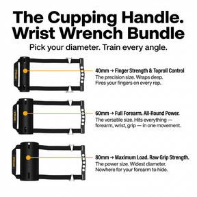Complete Wrist Cupping Handle Set - 40mm, 60mm & 80mm Bundle for Arm Wrestling & Grip Strength Training - Gripzilla - The Best Grip and Forearm Strength Exercises, Arm Wrestling Tools, Hand Grippers to Improve Grip Strength