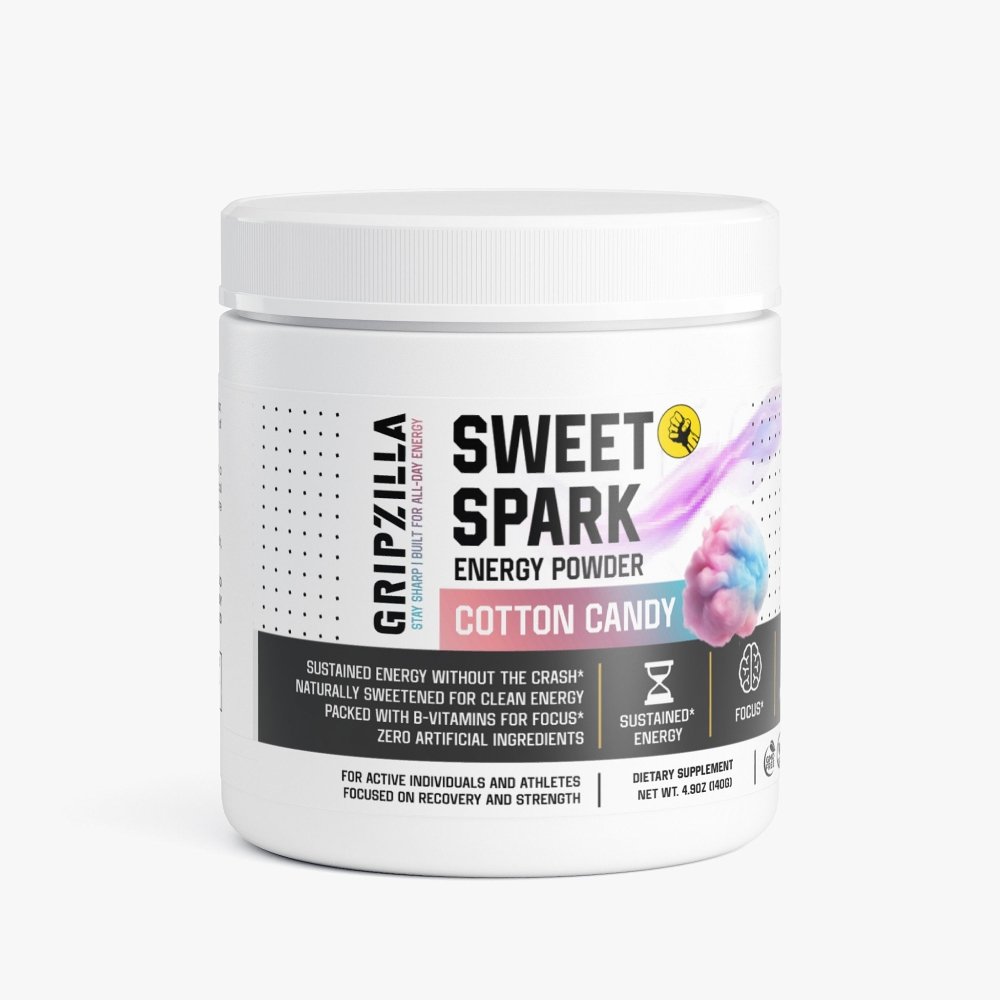 Energy Powder (Cotton Candy) - Gripzilla - The Best Grip and Forearm Strength Exercises, Arm Wrestling Tools, Hand Grippers to Improve Grip Strength