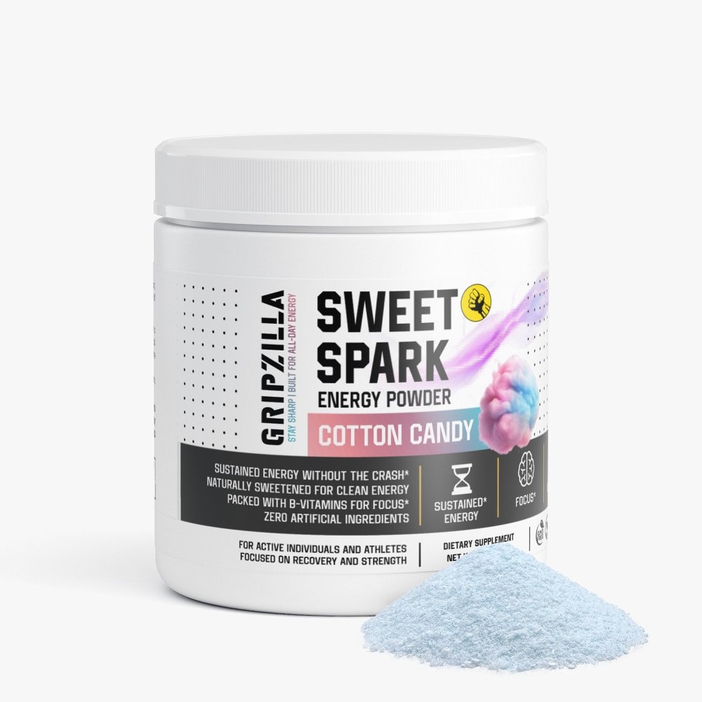 Energy Powder (Cotton Candy) - Gripzilla - The Best Grip and Forearm Strength Exercises, Arm Wrestling Tools, Hand Grippers to Improve Grip Strength