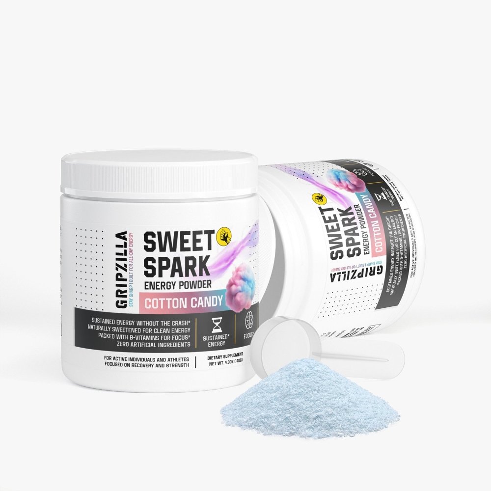 Energy Powder (Cotton Candy) - Gripzilla - The Best Grip and Forearm Strength Exercises, Arm Wrestling Tools, Hand Grippers to Improve Grip Strength