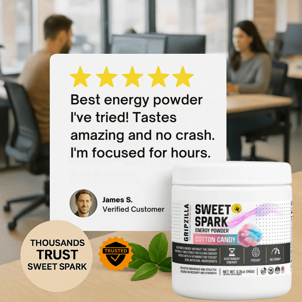 Energy Powder (Cotton Candy) - Gripzilla - The Best Grip and Forearm Strength Exercises, Arm Wrestling Tools, Hand Grippers to Improve Grip Strength