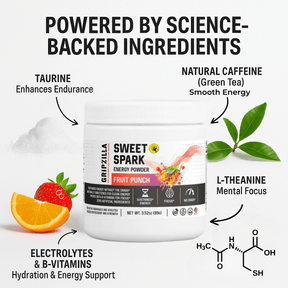 Energy Powder (Fruit Punch) - Gripzilla - The Best Grip and Forearm Strength Exercises, Arm Wrestling Tools, Hand Grippers to Improve Grip Strength