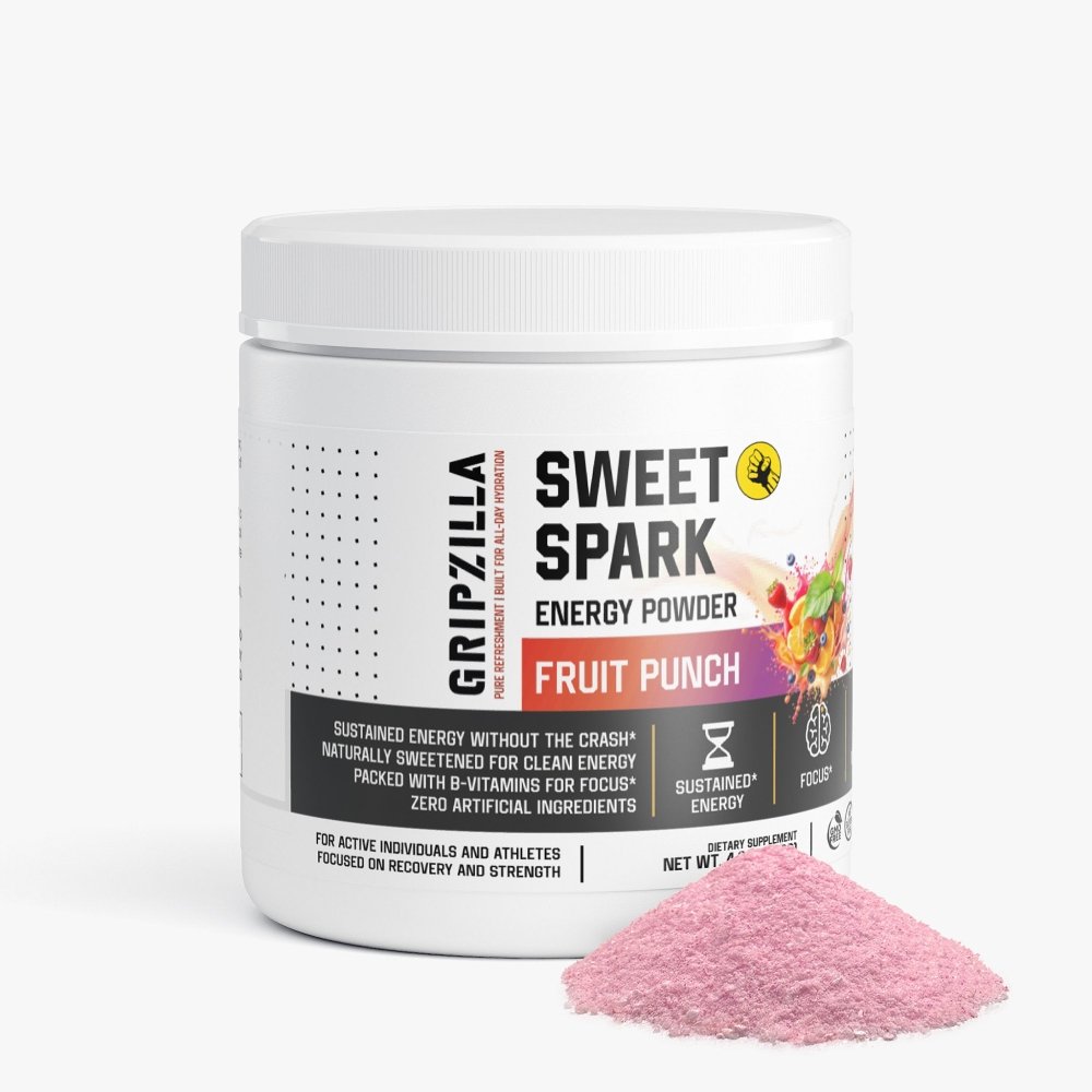 Energy Powder (Fruit Punch) - Gripzilla - The Best Grip and Forearm Strength Exercises, Arm Wrestling Tools, Hand Grippers to Improve Grip Strength