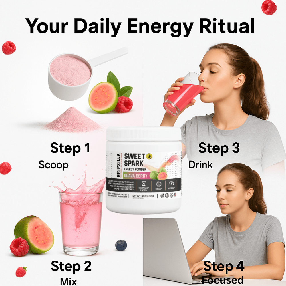 Energy Powder (Guava Berry) - Gripzilla - The Best Grip and Forearm Strength Exercises, Arm Wrestling Tools, Hand Grippers to Improve Grip Strength