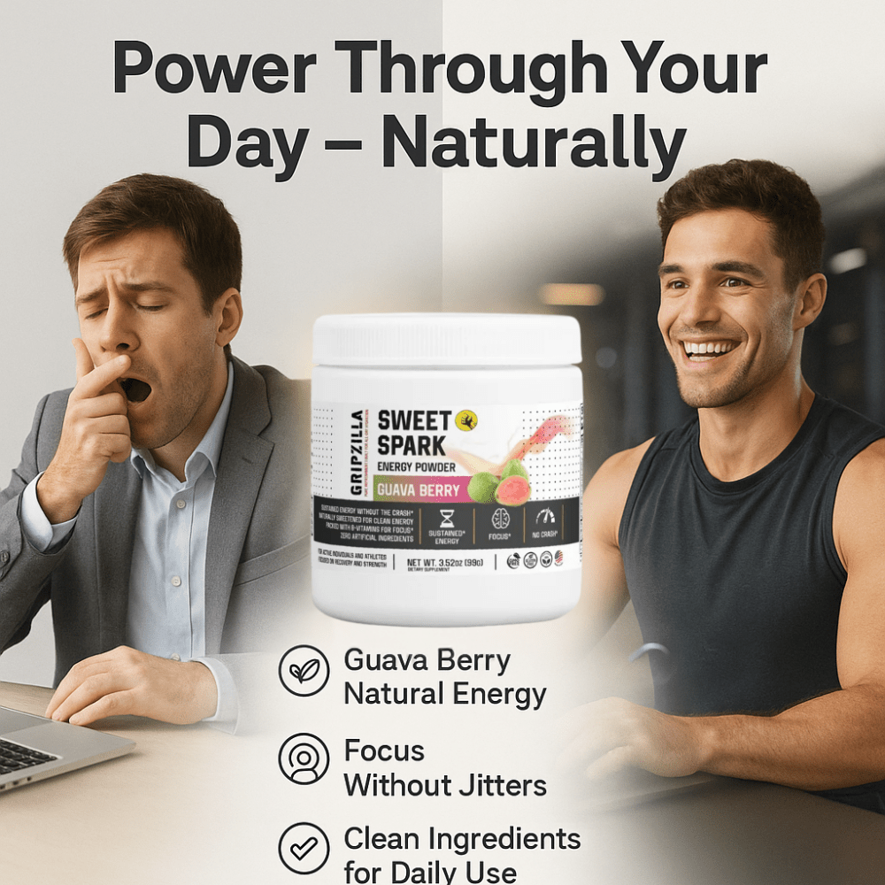 Energy Powder (Guava Berry) - Gripzilla - The Best Grip and Forearm Strength Exercises, Arm Wrestling Tools, Hand Grippers to Improve Grip Strength