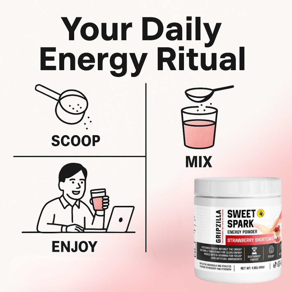 Energy Powder (Strawberry Shortcake) - Gripzilla - The Best Grip and Forearm Strength Exercises, Arm Wrestling Tools, Hand Grippers to Improve Grip Strength