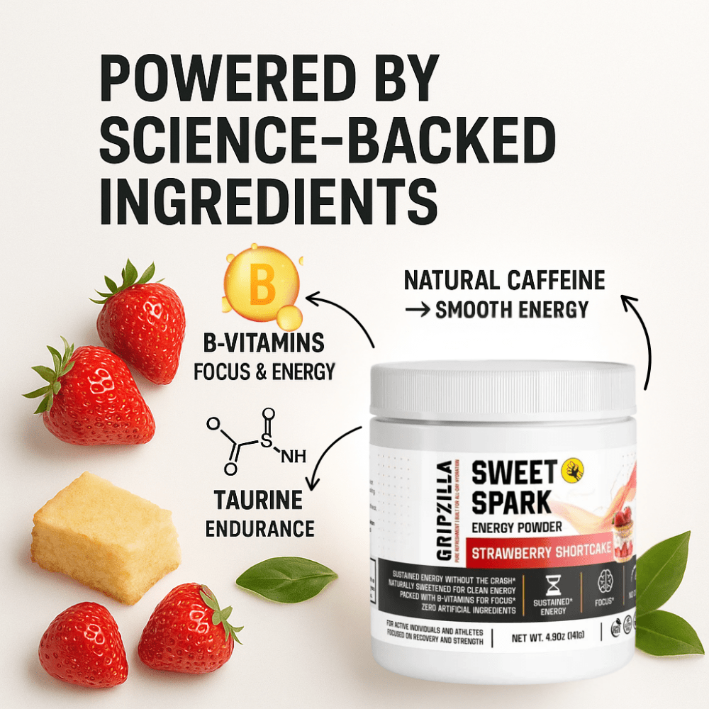 Energy Powder (Strawberry Shortcake) - Gripzilla - The Best Grip and Forearm Strength Exercises, Arm Wrestling Tools, Hand Grippers to Improve Grip Strength