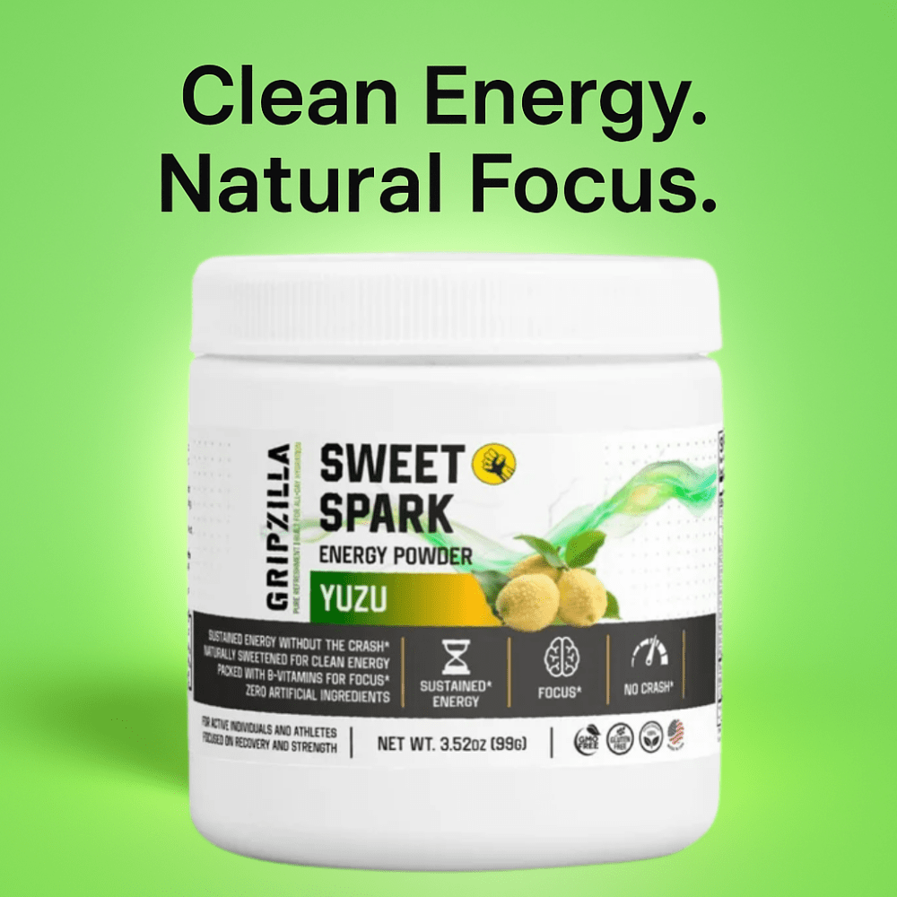 Energy Powder (Yuzu Flavor) - Gripzilla - The Best Grip and Forearm Strength Exercises, Arm Wrestling Tools, Hand Grippers to Improve Grip Strength