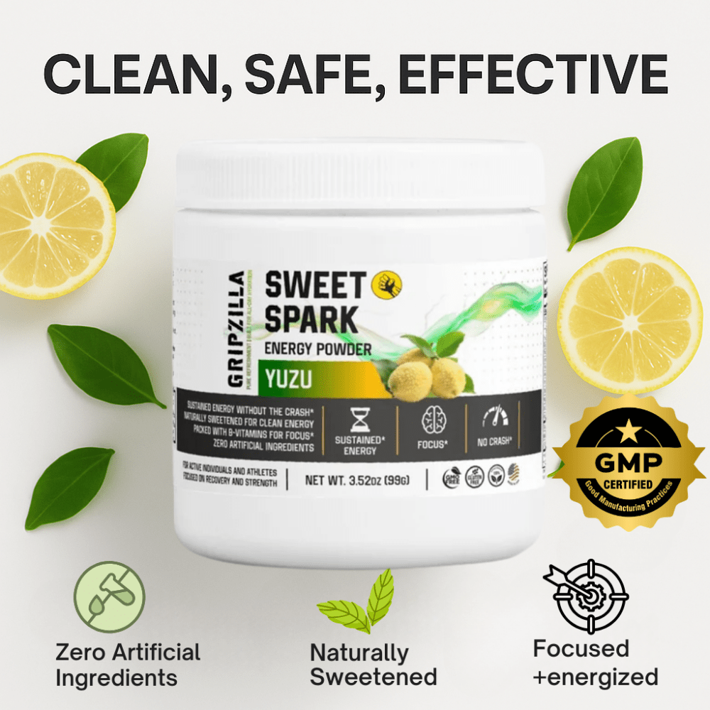Energy Powder (Yuzu Flavor) - Gripzilla - The Best Grip and Forearm Strength Exercises, Arm Wrestling Tools, Hand Grippers to Improve Grip Strength