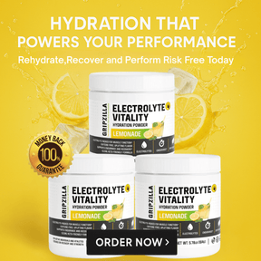 Hydration Powder (Lemonade) - Gripzilla - The Best Grip and Forearm Strength Exercises, Arm Wrestling Tools, Hand Grippers to Improve Grip Strength