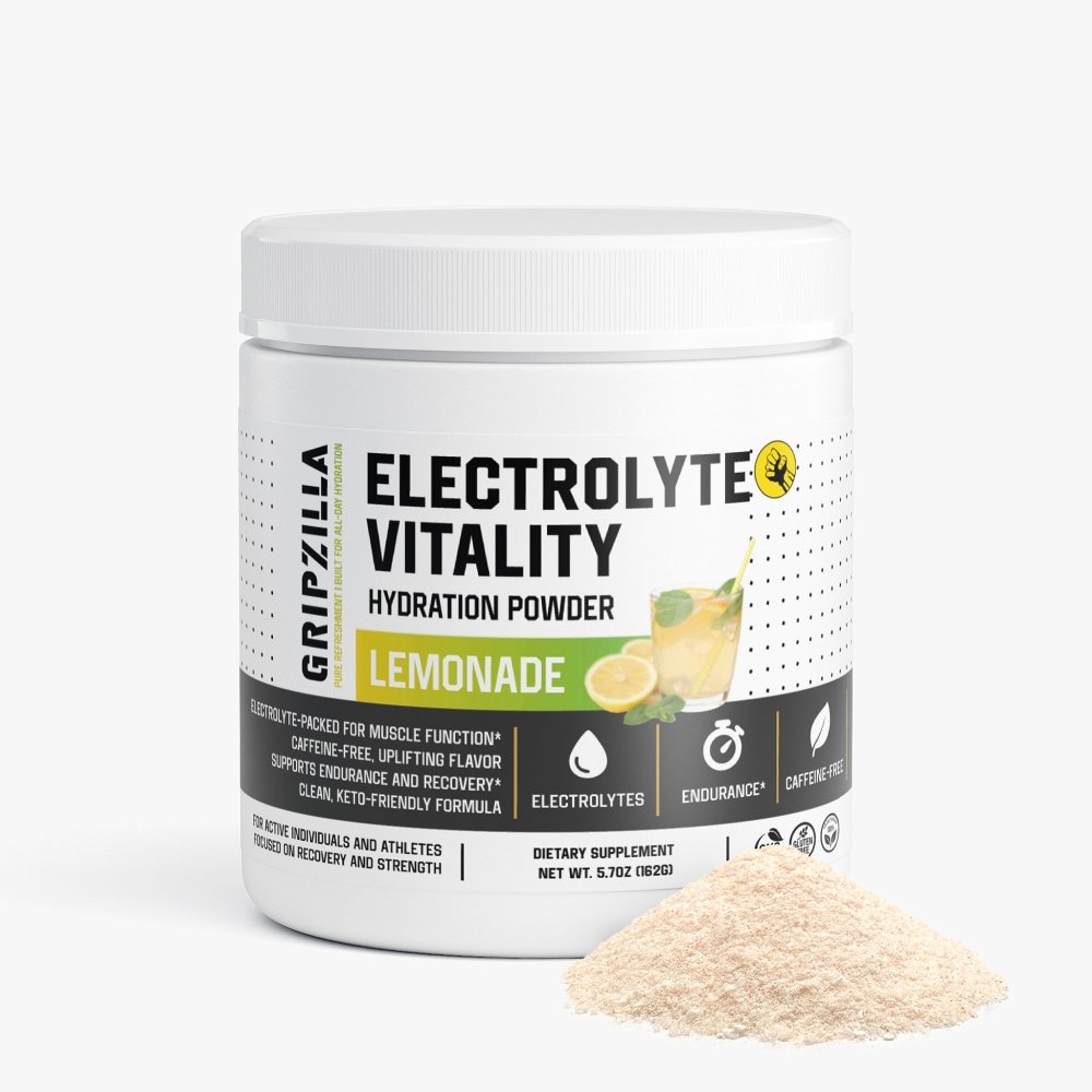 Hydration Powder (Lemonade) - Gripzilla - The Best Grip and Forearm Strength Exercises, Arm Wrestling Tools, Hand Grippers to Improve Grip Strength