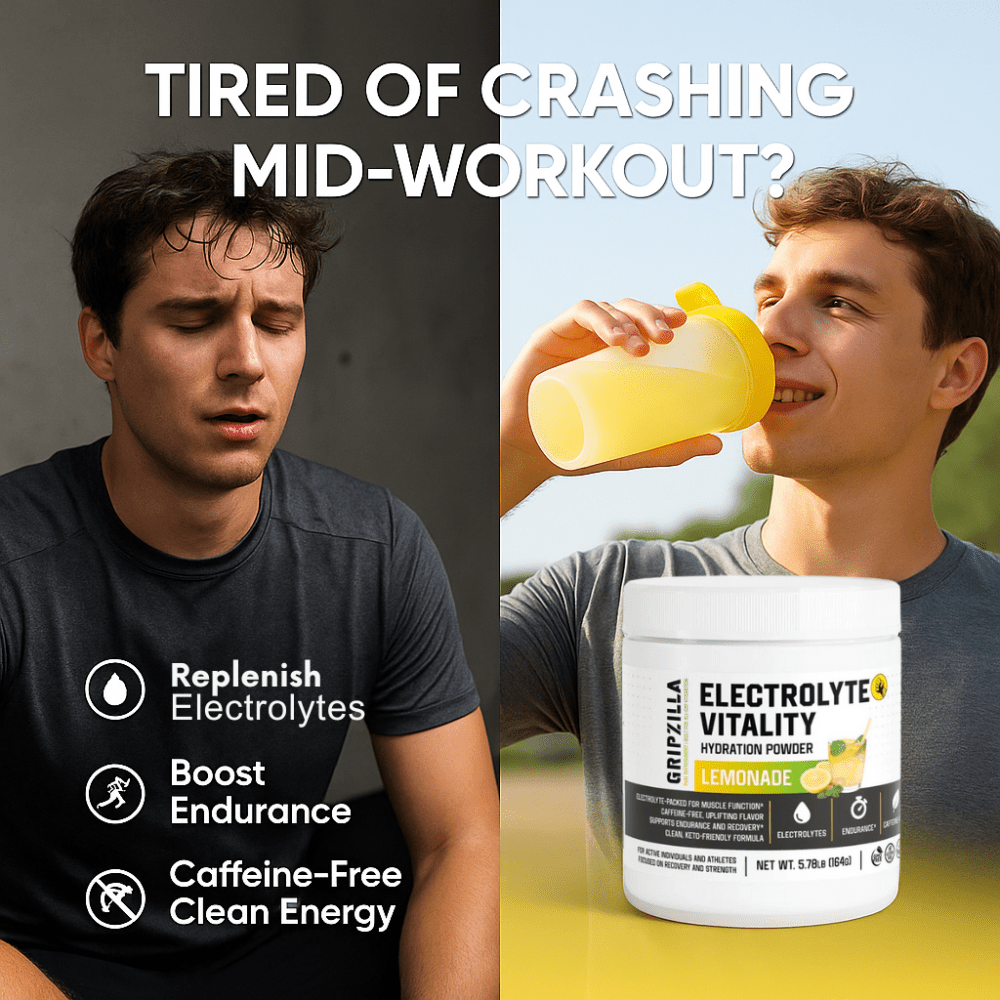 Hydration Powder (Lemonade) - Gripzilla - The Best Grip and Forearm Strength Exercises, Arm Wrestling Tools, Hand Grippers to Improve Grip Strength