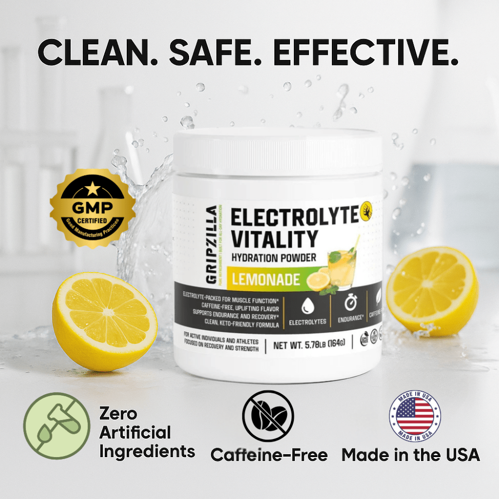 Hydration Powder (Lemonade) - Gripzilla - The Best Grip and Forearm Strength Exercises, Arm Wrestling Tools, Hand Grippers to Improve Grip Strength