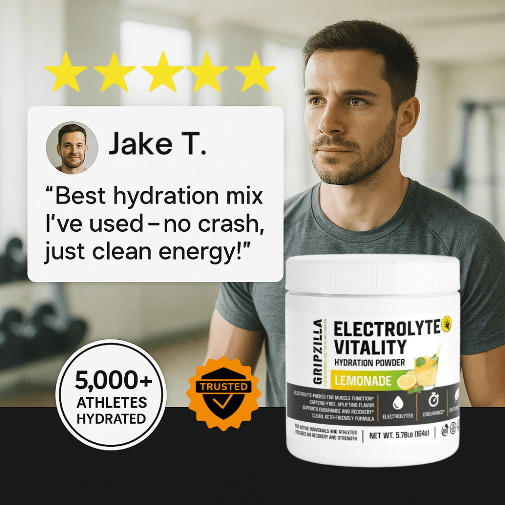 Hydration Powder (Lemonade) - Gripzilla - The Best Grip and Forearm Strength Exercises, Arm Wrestling Tools, Hand Grippers to Improve Grip Strength
