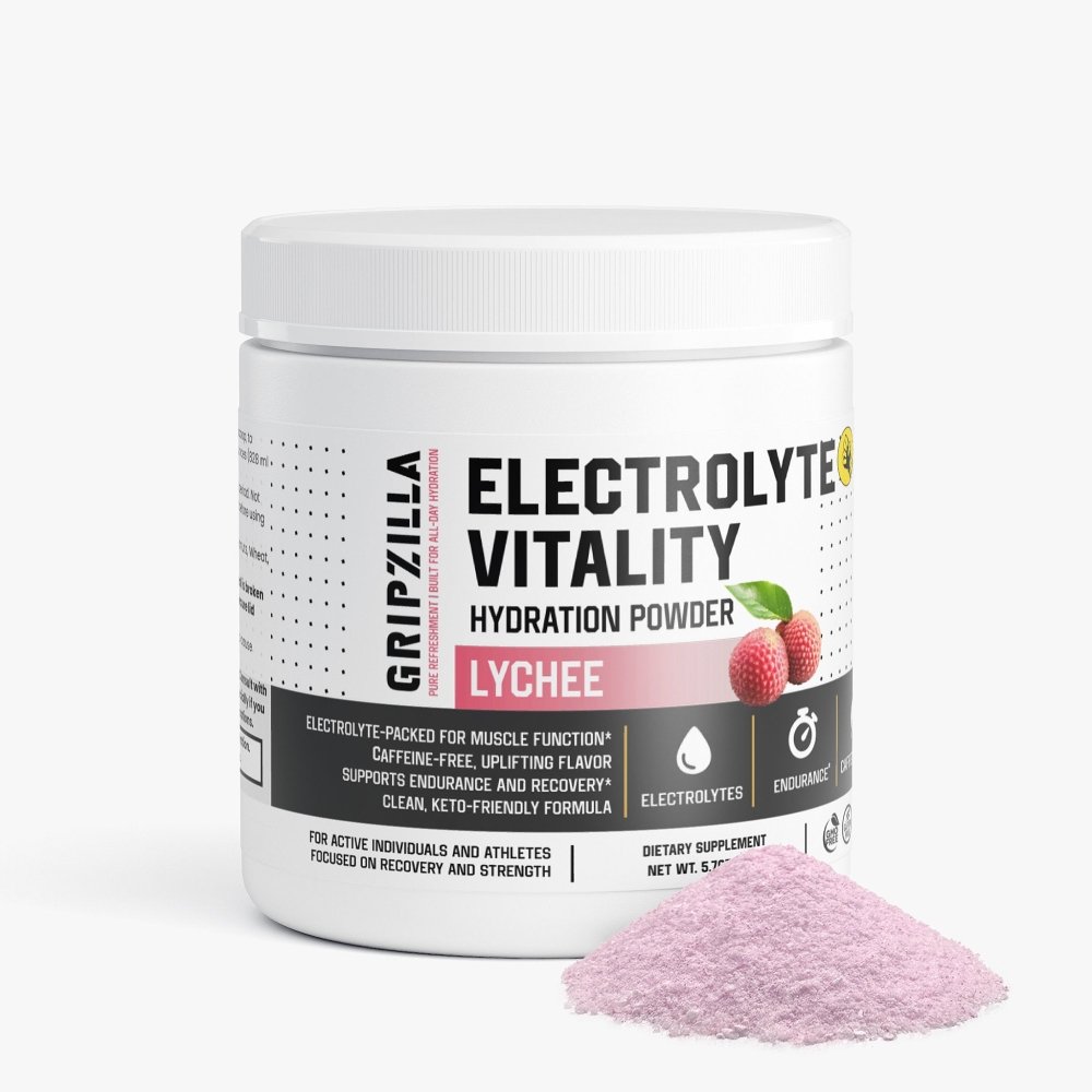 Hydration Powder (Lychee) - Gripzilla - The Best Grip and Forearm Strength Exercises, Arm Wrestling Tools, Hand Grippers to Improve Grip Strength